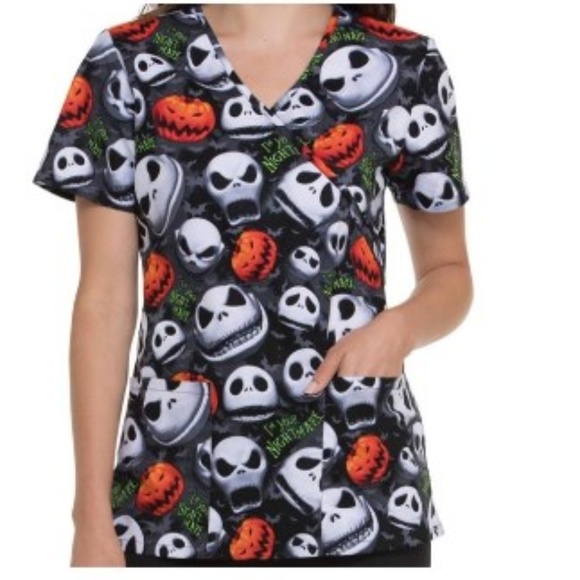 The Nightmare Before Christmas Scrub Top Nurse NWT - Picture 2 of 5